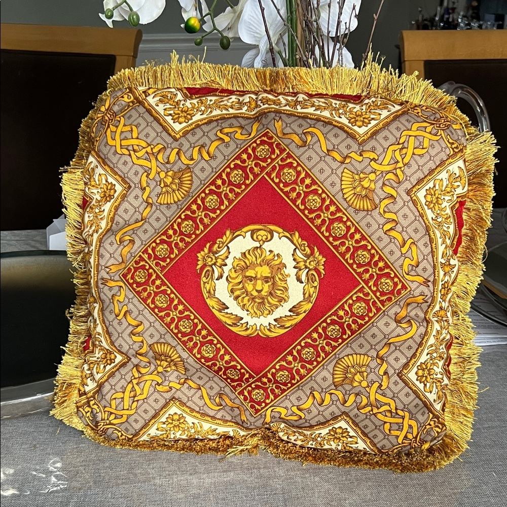 Versace Home Red and Gold Ornate Pillow